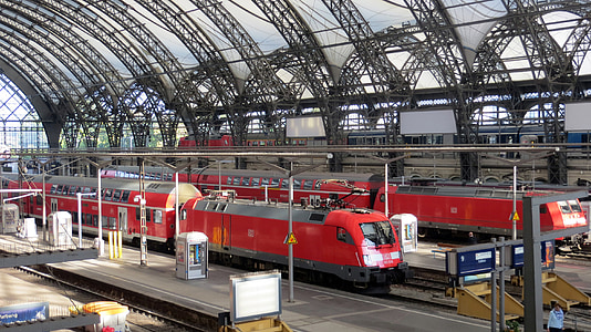 Eisenbahn, Zug, Lokomotive, Bahnhof, Verkehr, Laufwerk, Schienen