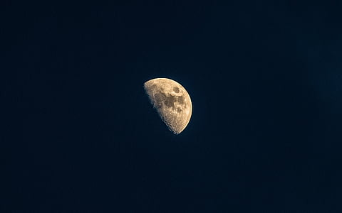 foto, maan, donker, nacht, hemel, satelliet, astronomie