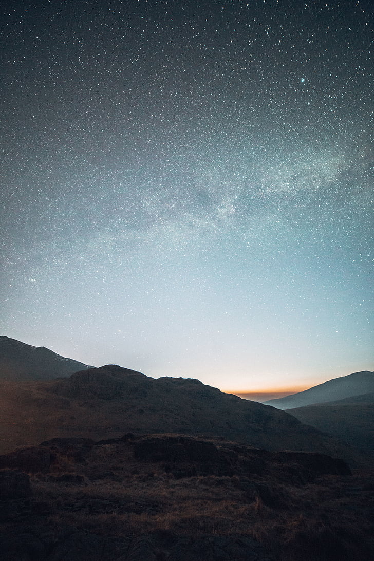 dağ, Highland, gece, gökyüzü, yıldız, manzara, doğa