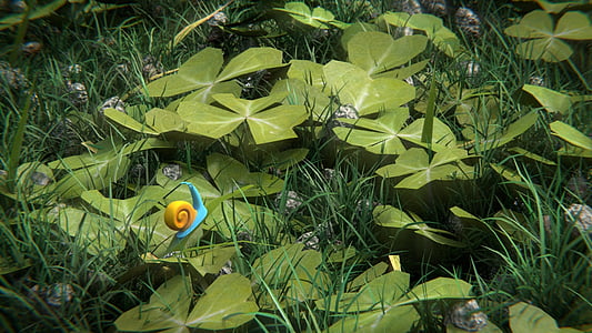 Schnecke, Natur, Grün, 3D, Grass, Pflanzen, Hintergrund