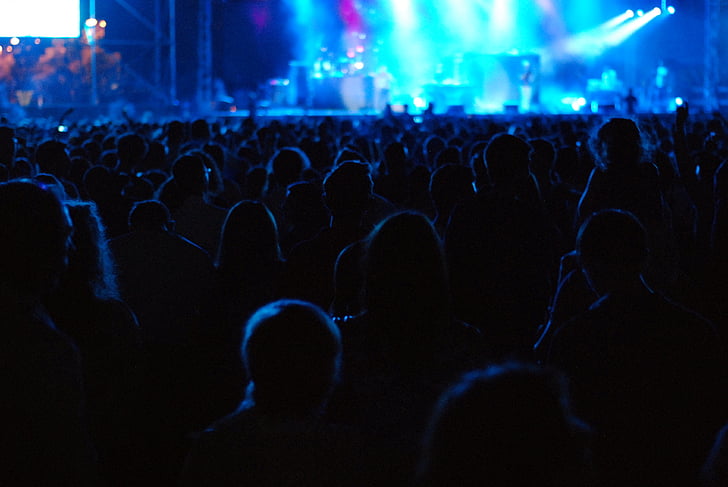 közönség, koncert, tömeg, Fesztivál, éjszakai élet, fél, az emberek