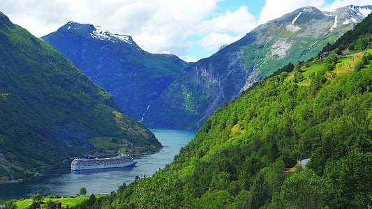 Geiranger, Norwegia, Fjord, pemandangan
