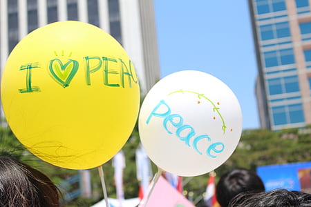 vrede, ballon, geel, wit, Ik hou van de vrede, Gefeliciteerd