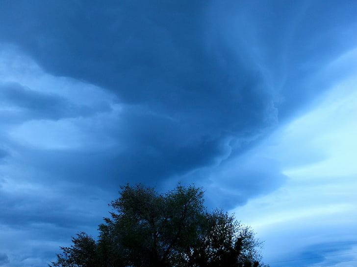 chmury, drzewo, Burza, Wieczorem, ciemne, sceniczny, Utah