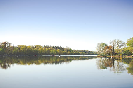 lake, landscape, nature, pond, reflections, sky, trees