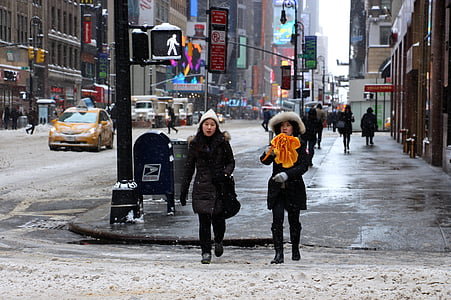 сняг, буря, зимни, Манхатън, град, Ню Йорк Сити, улица