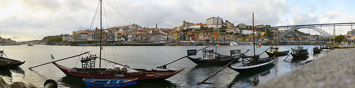 Panorama, Porto, Bridge, stadsbild, resor, Douro, historiska