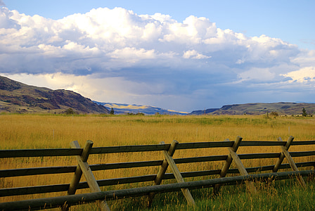 fence, meadow, paradise valley, field, outdoor, landscape, countryside