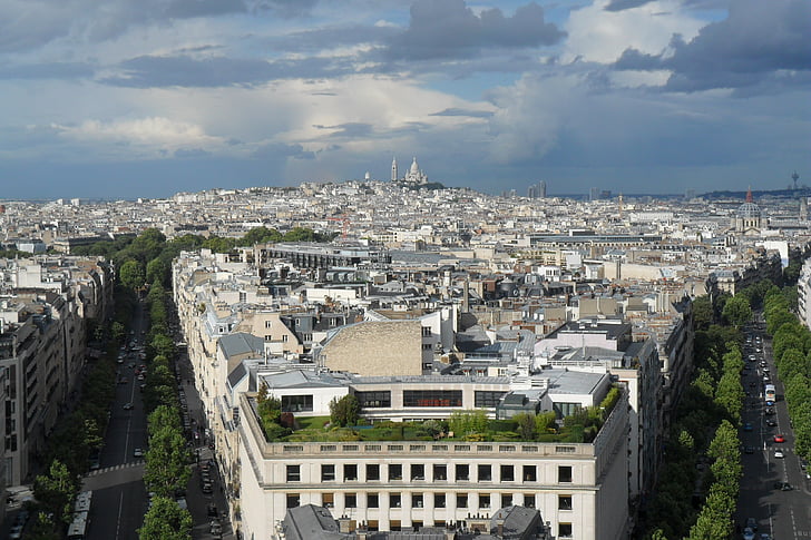 Paris, Kota, Panorama, Prancis, bangunan, pemandangan, arsitektur