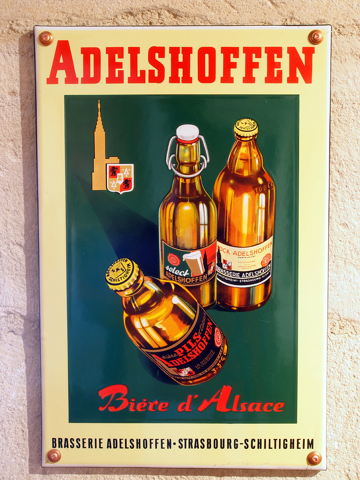 Adelshoffen, bière, la publicité, signes, émail, Musée, France