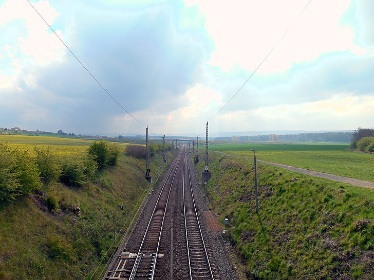 изглеждаше, влак, железопътните, gleise, железопътен мост, проследяване, пътуване