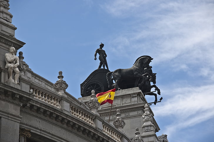 Madridas, bronce, skulptūra, arkliai, Banco bilbao Madridas, cuadrigas, escultura
