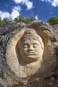 lice, skulptura, kamena, Buddha, rezbarenje, portret, žene
