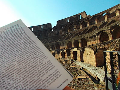 Colosseum, öppna boken, bok, Rom, kultur