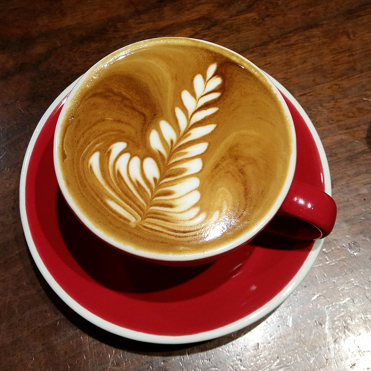 káva, latte, Latte art, espresso, pohár, nápoj, kaviareň