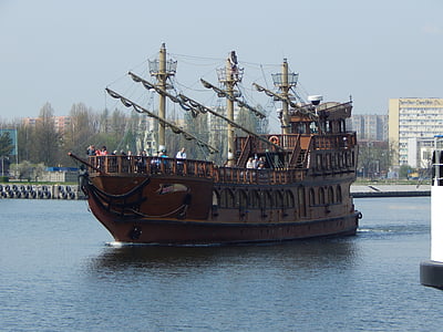 πλοίο, γαλέρα, βάρκα, στη θάλασσα, παλιάς χρονολογίας, σκάφος, παλιά