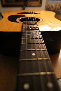 kitarr, muusika, akustika, stringid, puit, soundboard, käepide