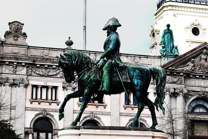 Denkmal, Statue, Skulptur, Soldat, Stadt, Pferd, Porto