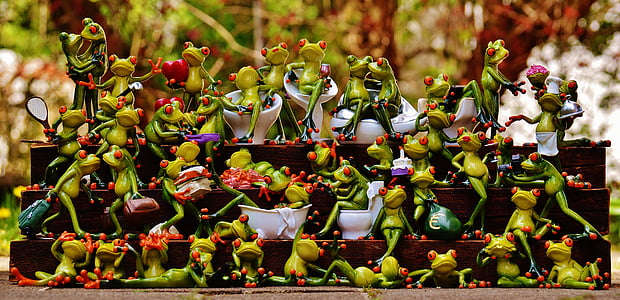 개구리, 많은, 개구리 어셈블리, 귀여운, 컬렉션, 질량, 재미