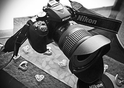 nikon, d5300, slr camera, dslr, digital, camera - Photographic Equipment, black And White
