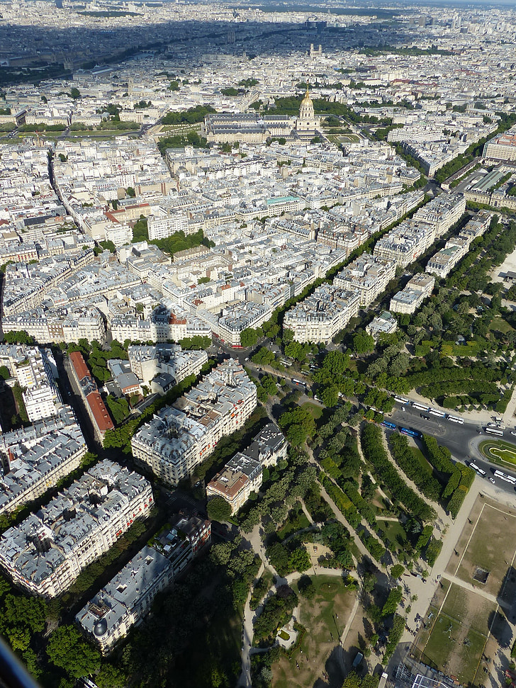 Wieża Eiffla, panoramy, Paryż, Miasto