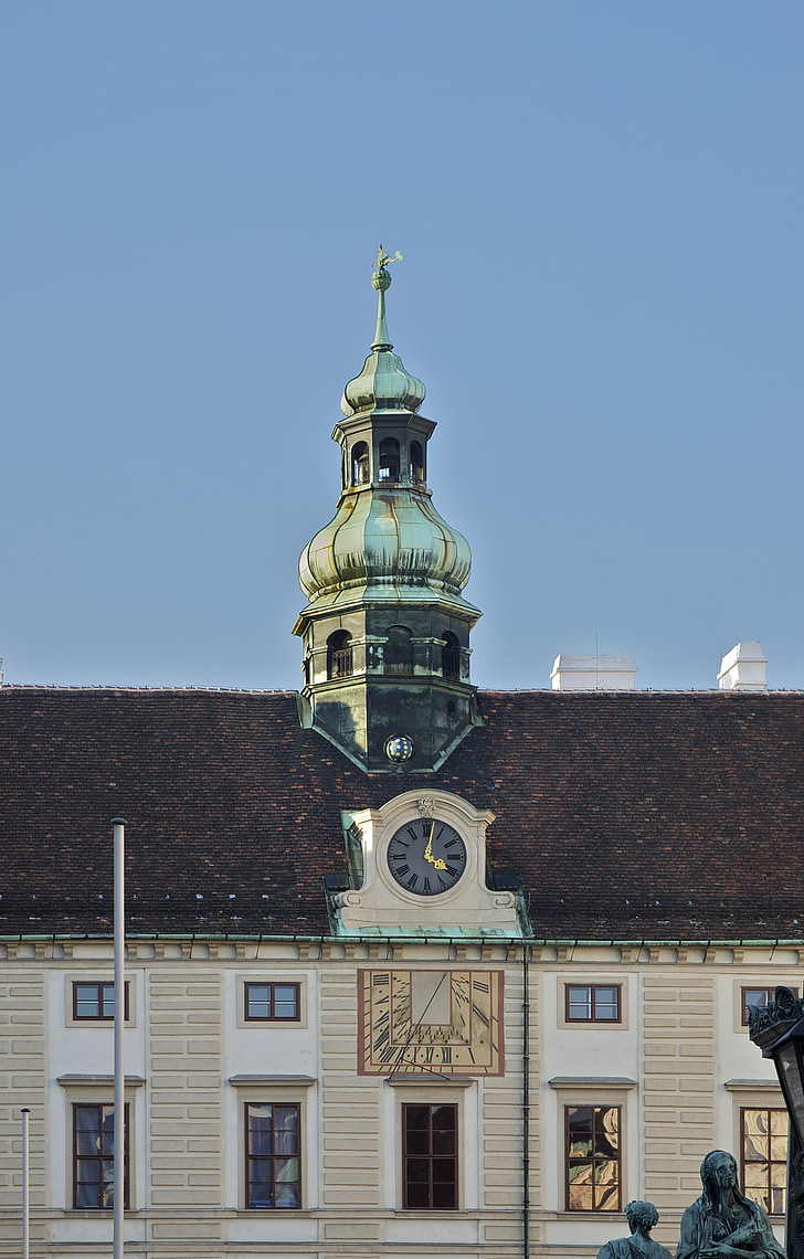 Amalienburg, Clocktower, solur, Hofburg, Palace, Wien, historiska