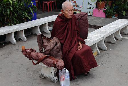 monk, thailand, sitting, religion, buddhism, temple, culture