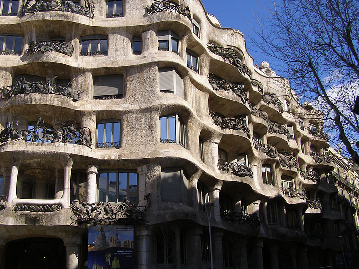 zábava, Barcelona, Domov, fasáda, Architektúra