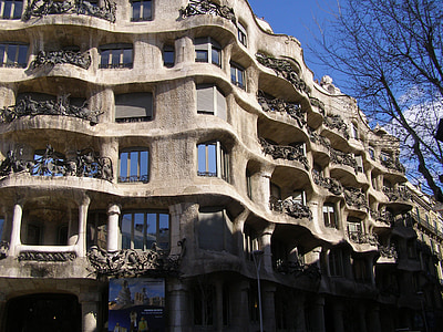 sjov, Barcelona, hjem, facade, arkitektur