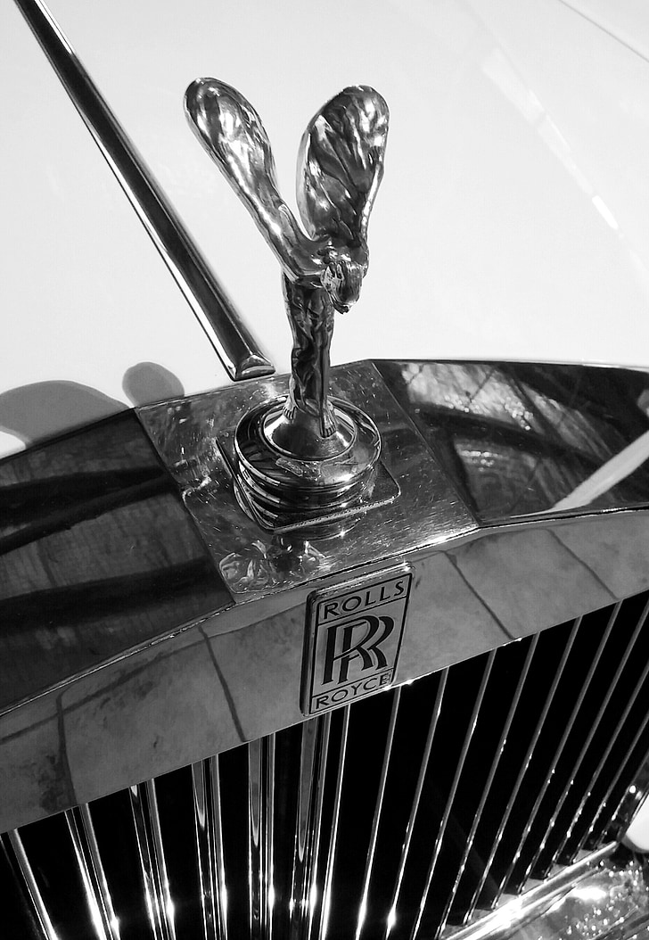 cotxe, Rolls royce, luxe, clàssic, emblema, vehicle, rotllos