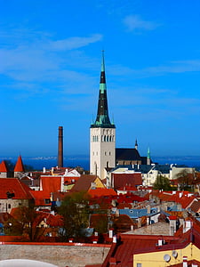 Chiesa, Oleviste, chiese, città, centro storico, Tallinn, Estonia