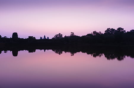 Ангкор Ват, воды, озеро, храмы, Камбоджа, культурные, наследие