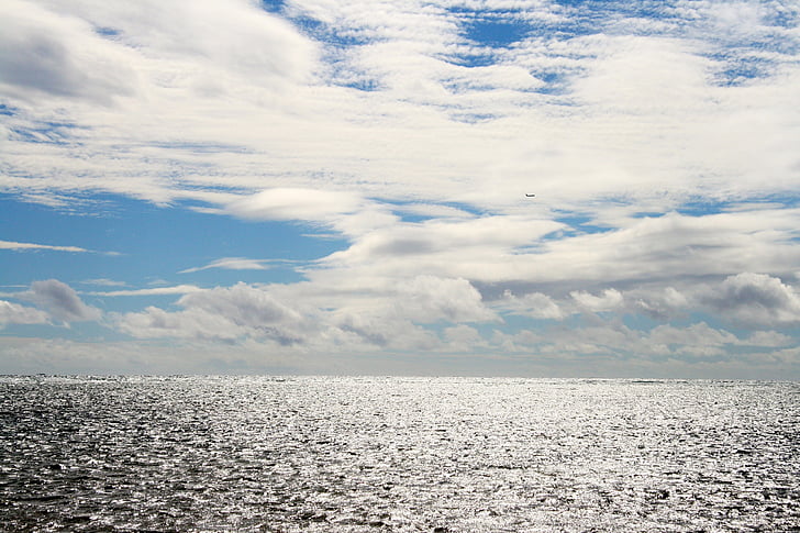 ocean, seascape, sky, cloudscape, blue, white, water
