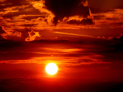 日落, 天空, 太阳, 云计算, 暮光之城, 红色