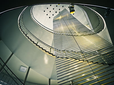 trepid, trepp, arhitektuur, spiraalne trepp, sisekujundus, sõimamine, trepp samm