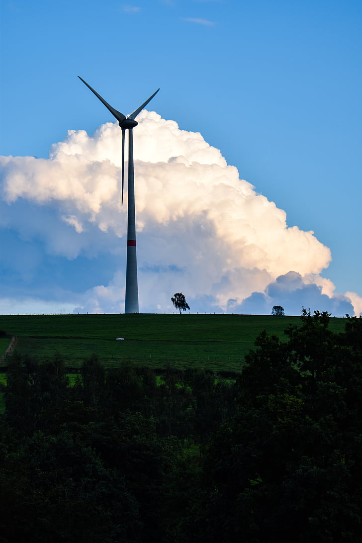 wind mill, clouds, green power, mill, wind energy, wind, wind turbine