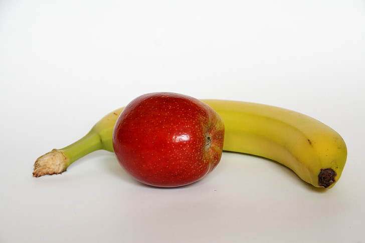Apple, banan, frukt, friska, vitaminer, frukter, näringslära