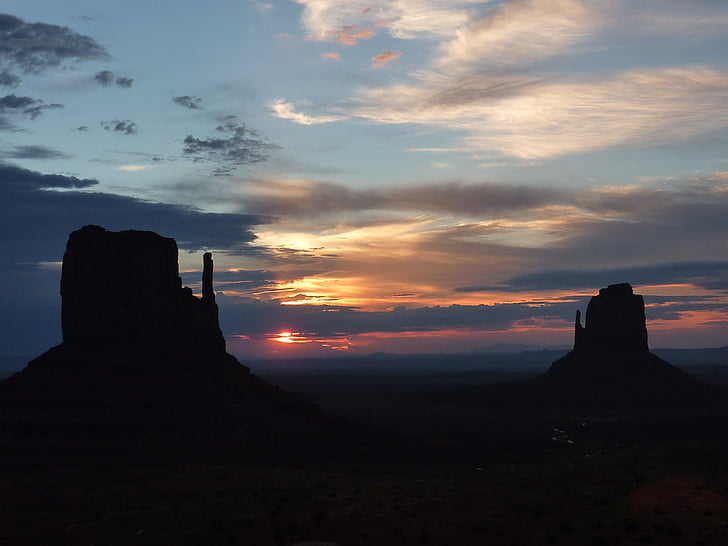 USA, monument valley, soluppgång, Kayenta, Arizona, landskap, klippiga torn