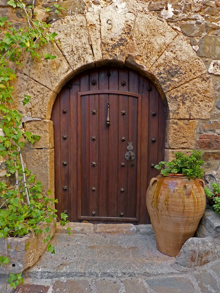 senų durų, lanko, grožio, viduramžių, senas, portalas, durys