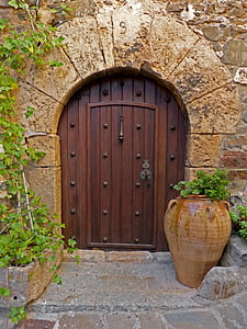 régi ajtó, ív, szépség, középkori, régi, portál, ajtó