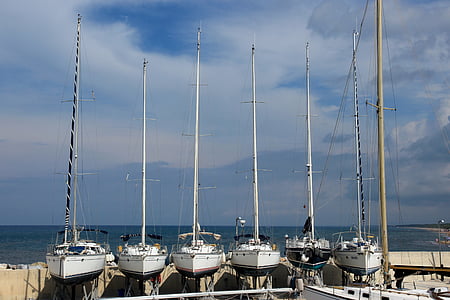 sailing boats, ships, port, dry dock, masts, boot, yacht