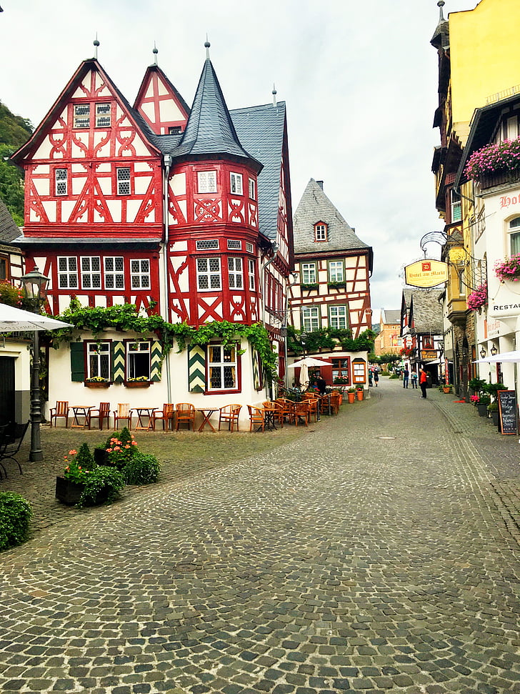 Vācija, Vecrīgā, jauks, iela, arhitektūra, māja, half-Timbered