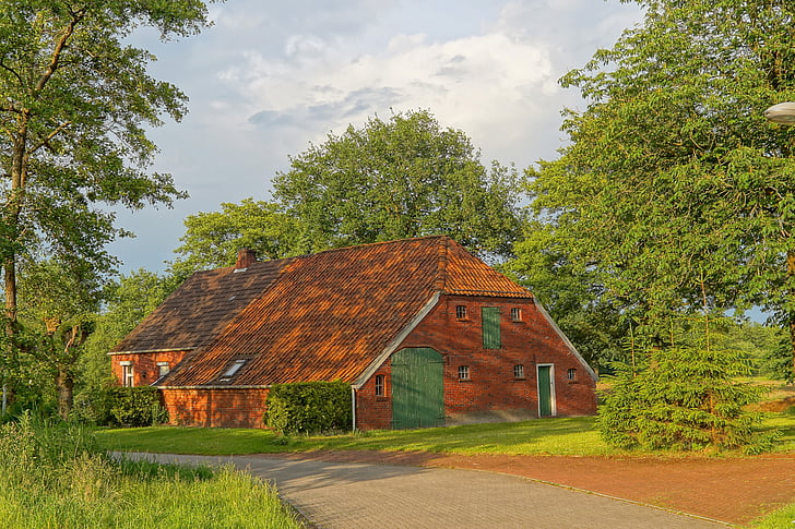 feenhaus, Oost-Friesland, residentie, landbouw, HDR, dak, oud huis