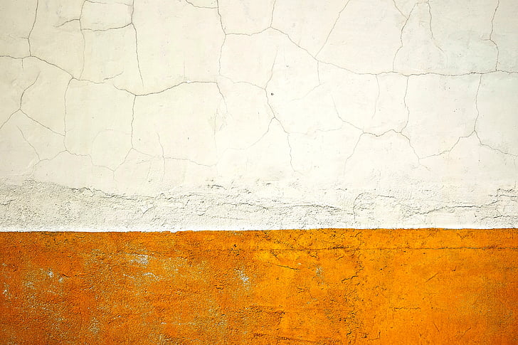 dinding, retak, putih, kuning, kerusakan, beton, penyegaran