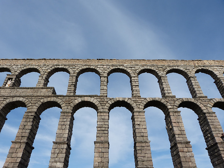 aqueduct of segovia, aqueduct, spain, architecture, arch, stone, heritage