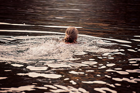 osoba, człowieka, Kobieta, pływać, Badesee, Naturalne kąpielisko nad jeziorem, wody