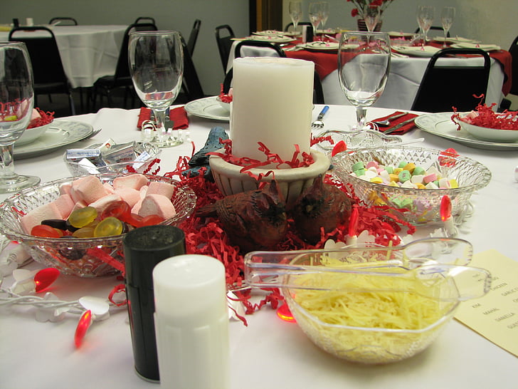 Valentīna, tabula, vietas iestatījumu, svece, ēdamistaba, Restorāns, tabulas iestatījums