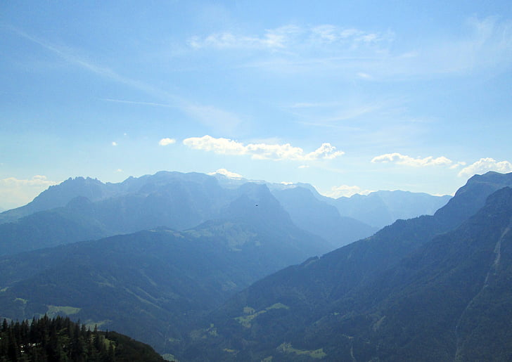 Austria, programu Outlook, rzut, góry, krajobraz, niebieski, Natura