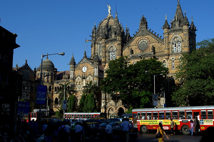 Victoria stotis, Mumbajus, Motorolerio padanga CST, traukinių stotis, Architektūra, Azija, Indija