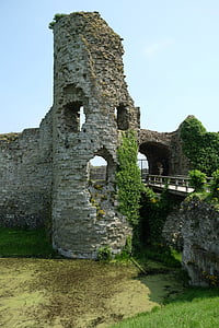 Anglaterra, Castell, moated castell, edat mitjana, paret, llocs d'interès, ruïna